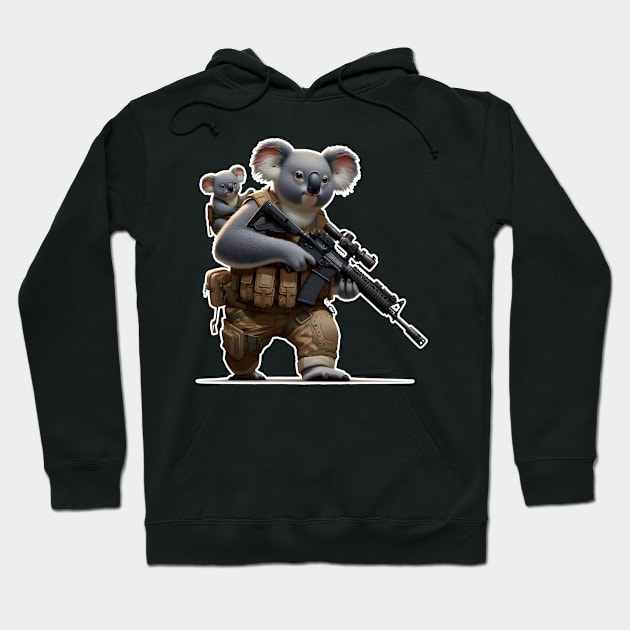 Tactical Koala Hoodie by Rawlifegraphic